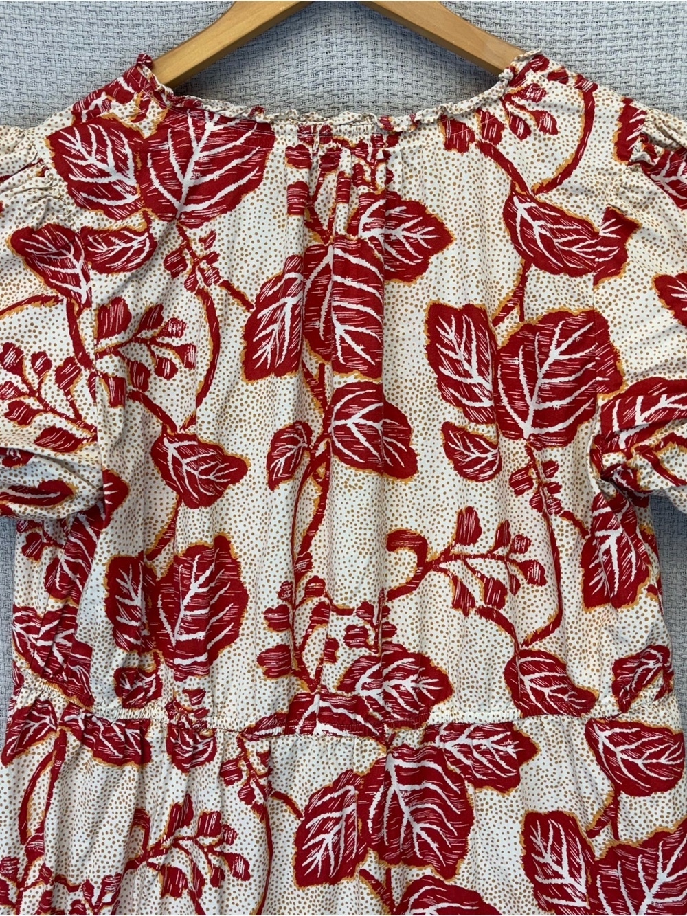 Fat Face Aubrey Vine Maxi Dress Sz 14 Cotton Tiered Boho Tropical Tan Red - Picture 7 of 10
